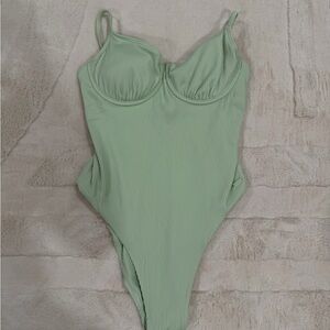 Roxy Light Mint Ribbed One-Piece Swimsuit